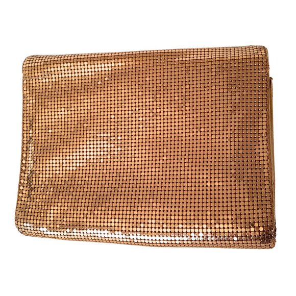 Whiting & Davis Clutch Gold Mesh Purse Evening Bag Detachable Crossbody Chain - Picture 9 of 16